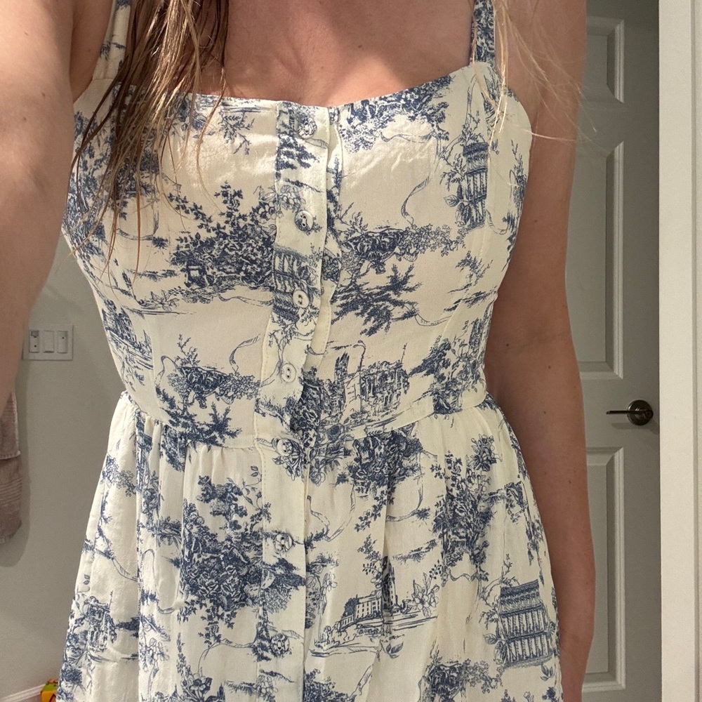 Worth Collective Storia Denny Blue White Toile Dress - Picture 2 of 6